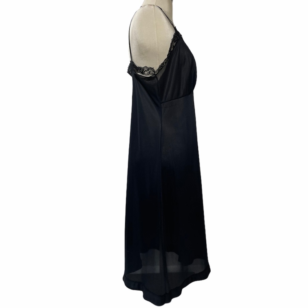 Vintage Slip Dress Full Slip Lace Lingerie Romantic Sexy Pin Up Black Med Large - Picture 6 of 12